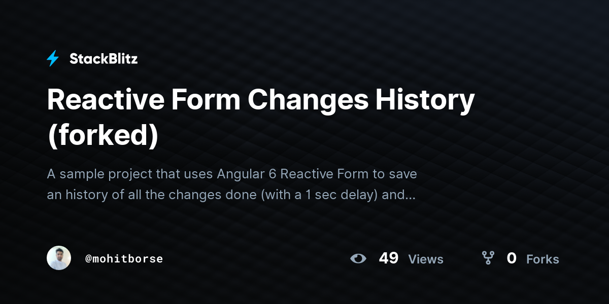 Reactive Form Changes History (forked) - StackBlitz