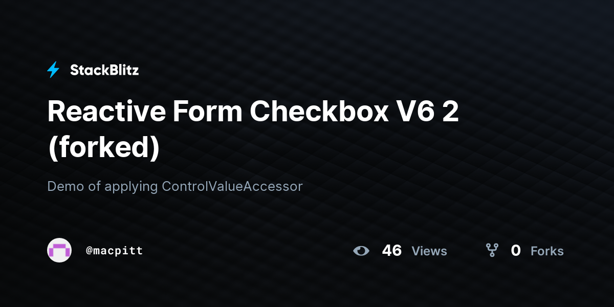 Reactive form checkbox v6 2 forked stackblitz