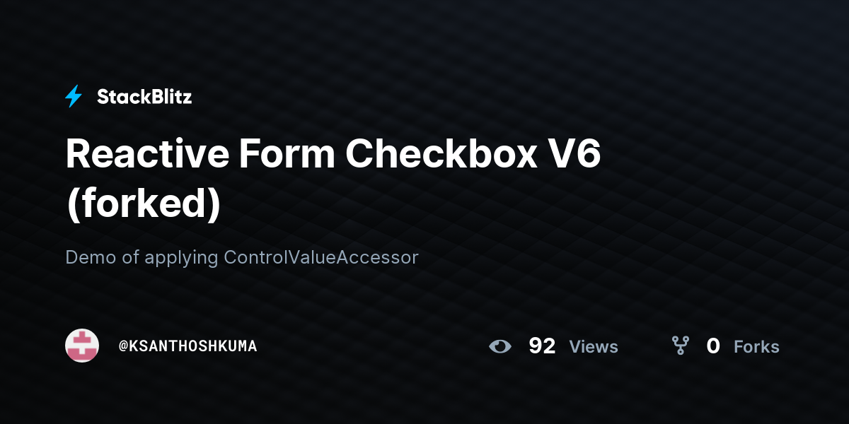 Reactive Form Checkbox V6 (forked) - StackBlitz