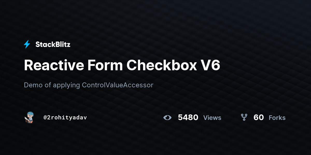 Reactive Form Checkbox V6 - StackBlitz