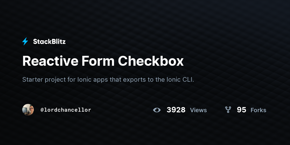 Reactive Form Checkbox - StackBlitz