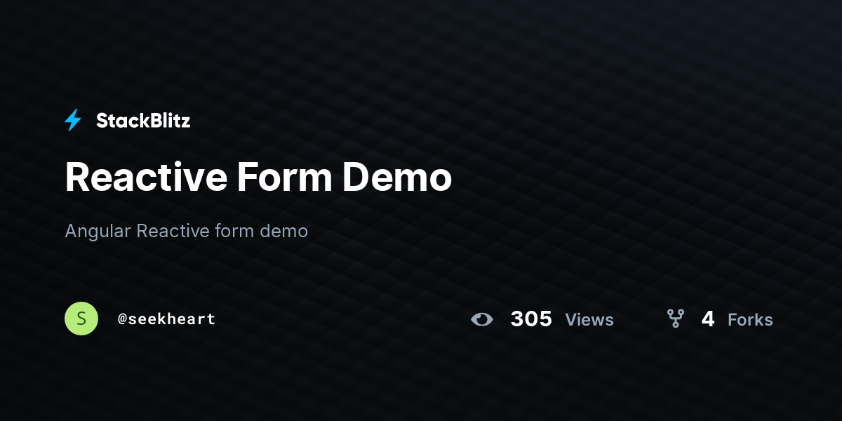 Reactive Form Demo - StackBlitz