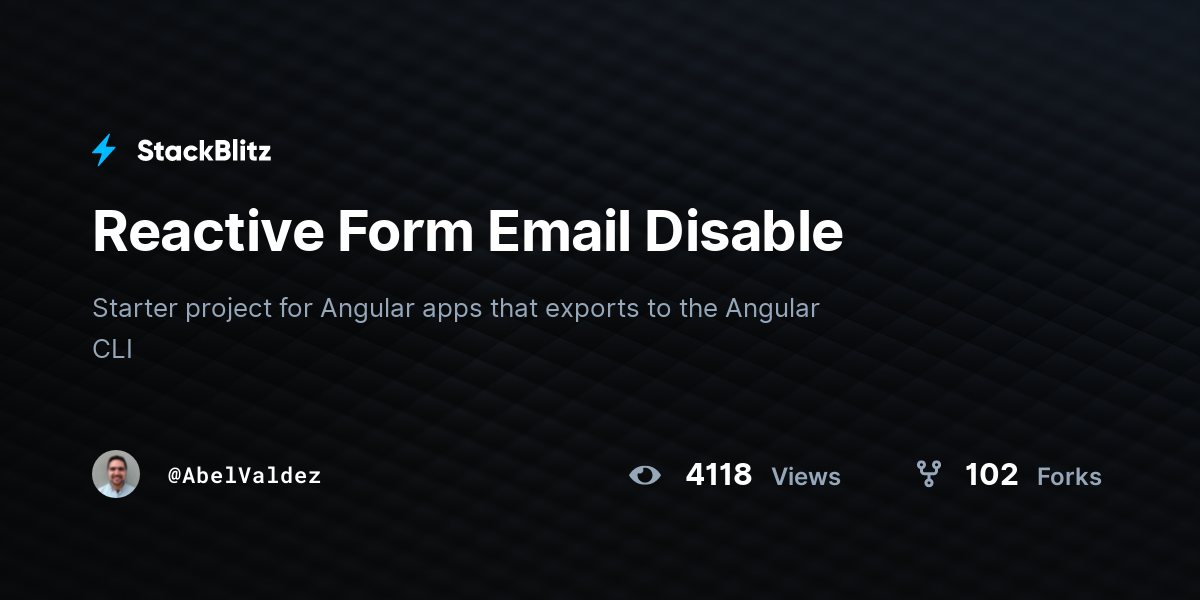 Reactive Form Email Disable - StackBlitz