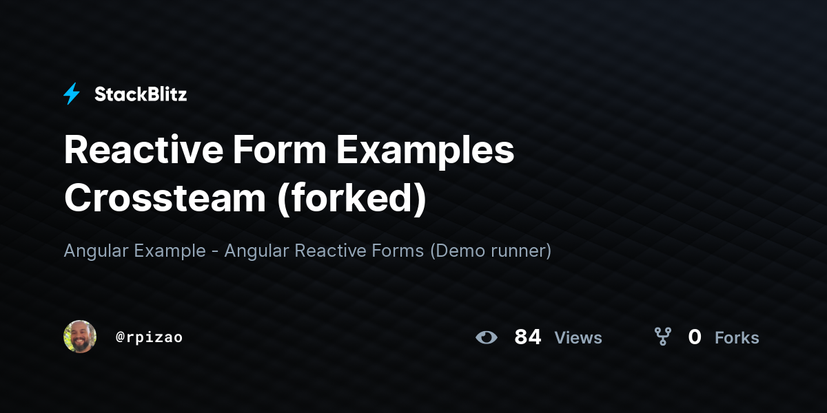 Reactive Form Examples Crossteam (forked) - StackBlitz