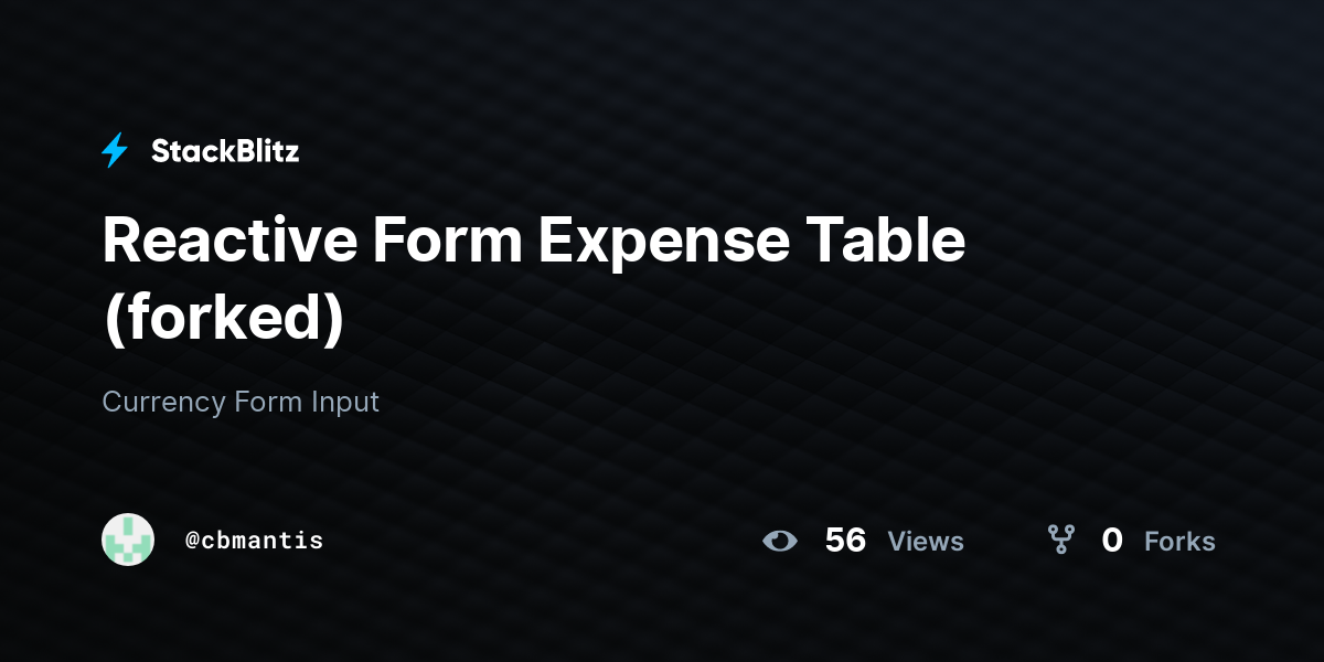 Reactive Form Expense Table (forked) - StackBlitz