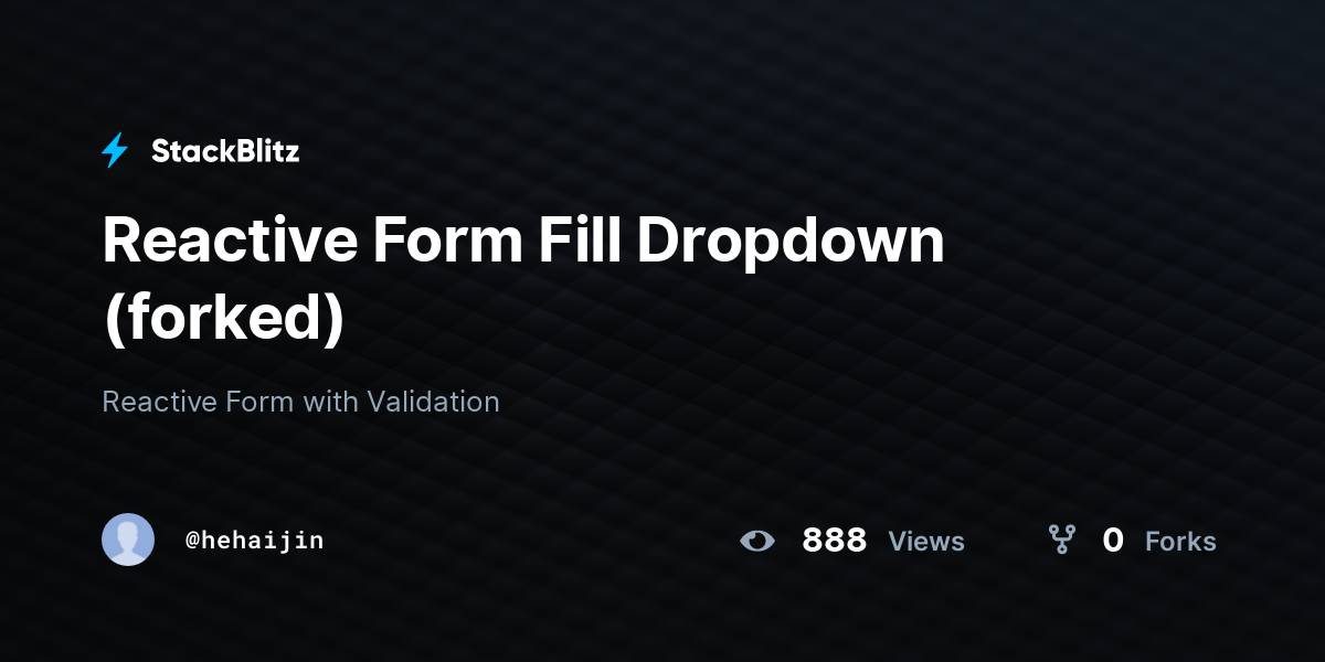 Reactive Form Fill Dropdown (forked) - StackBlitz