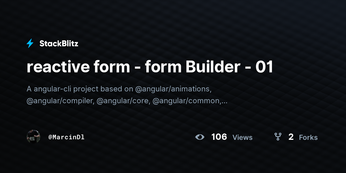 reactive form - form Builder - 01 - StackBlitz