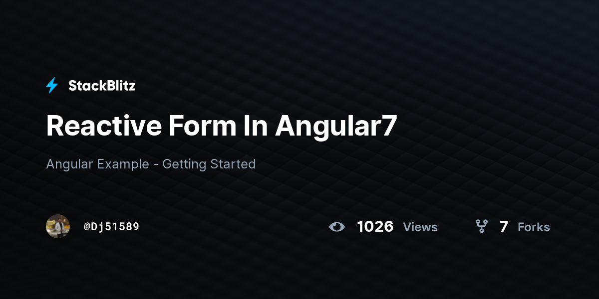 Reactive Form In Angular7 - StackBlitz