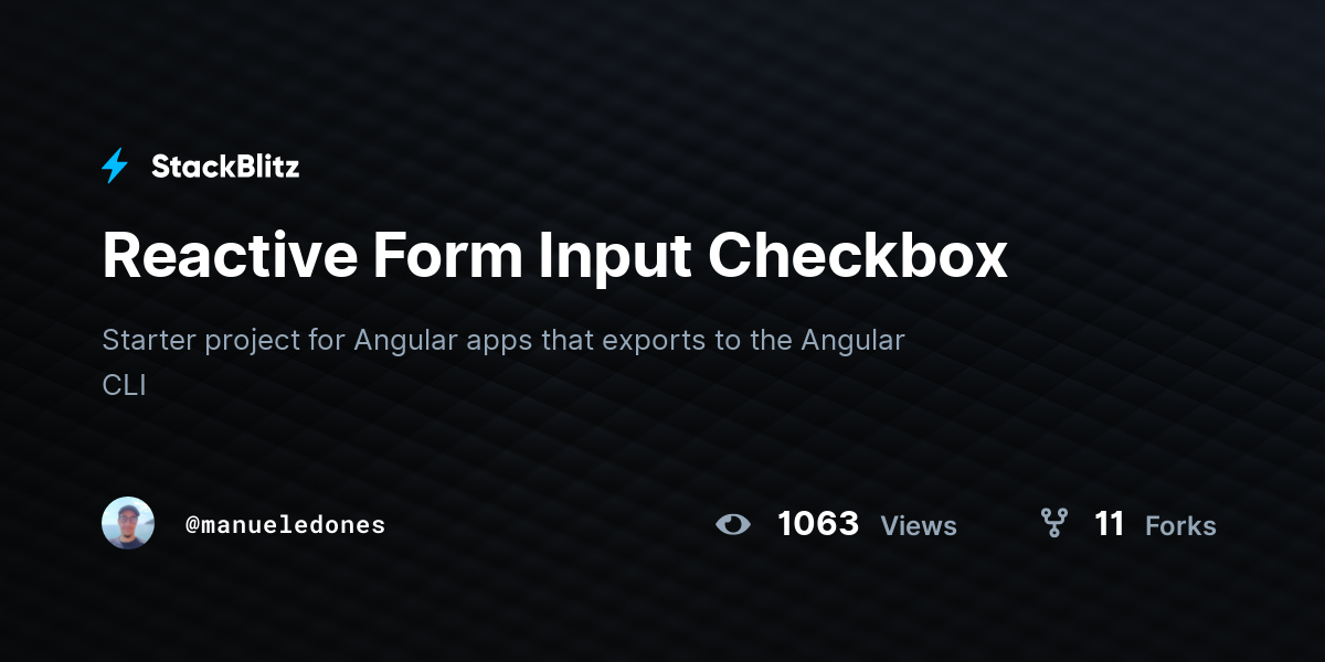 Reactive Form Input Checkbox - StackBlitz