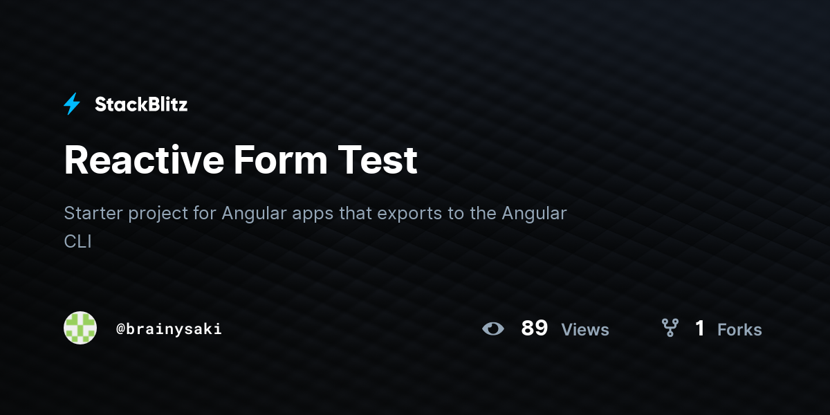 Reactive Form Test - StackBlitz
