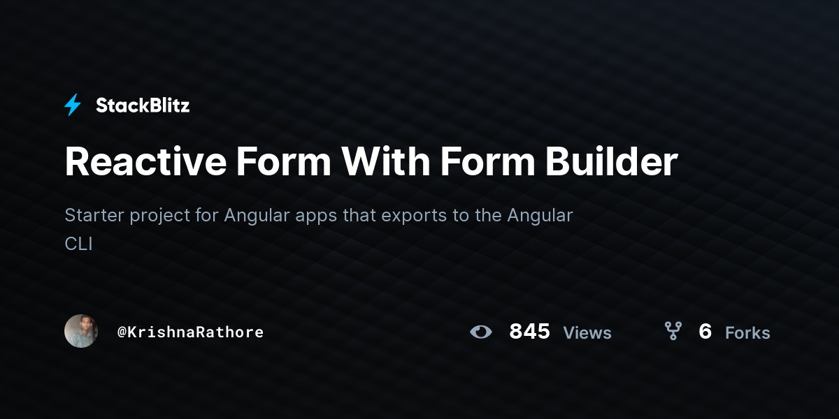 Reactive Form With Form Builder - StackBlitz