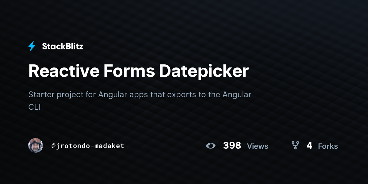 Reactive Forms Datepicker - StackBlitz