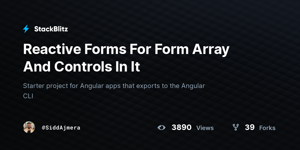 Reactive Forms For Form Array And Controls In It - StackBlitz