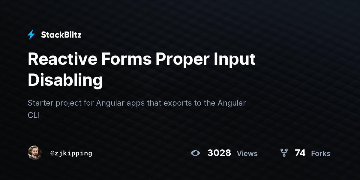 Reactive Forms Proper Input Disabling - StackBlitz