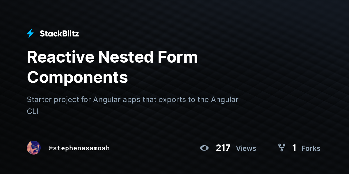 Reactive Nested Form Components - StackBlitz