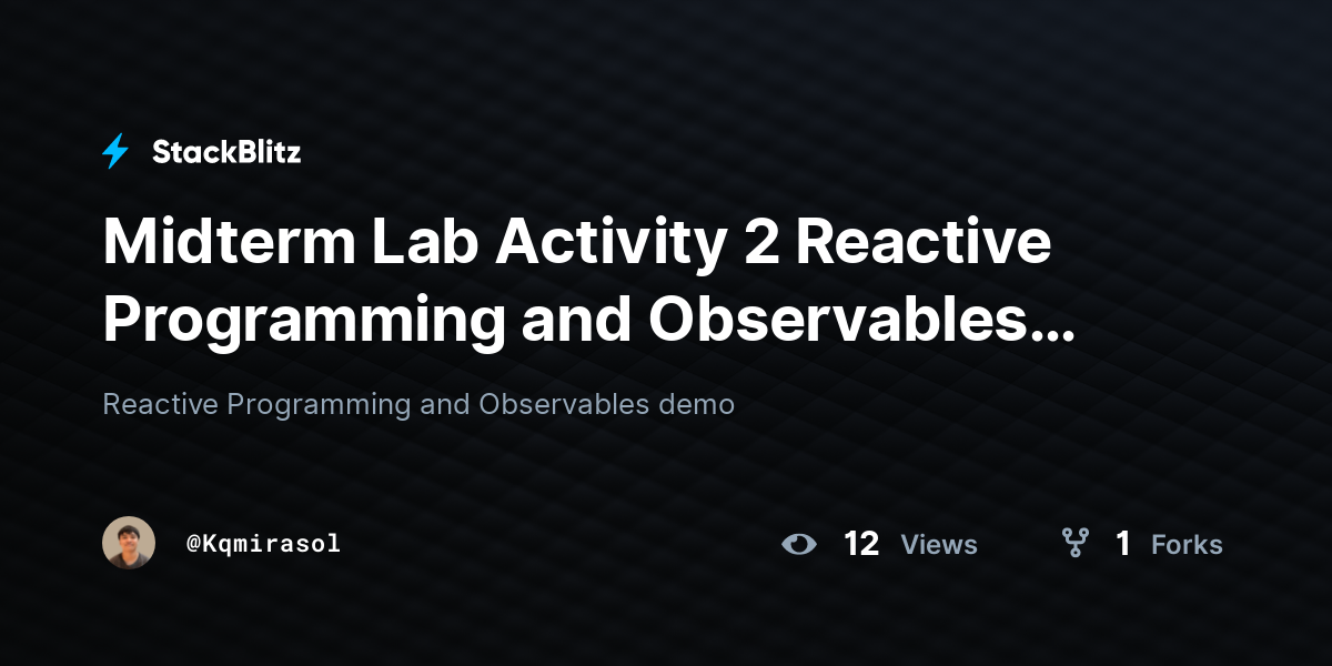 Midterm Lab Activity 2 Reactive Programming and Observables (forked ...