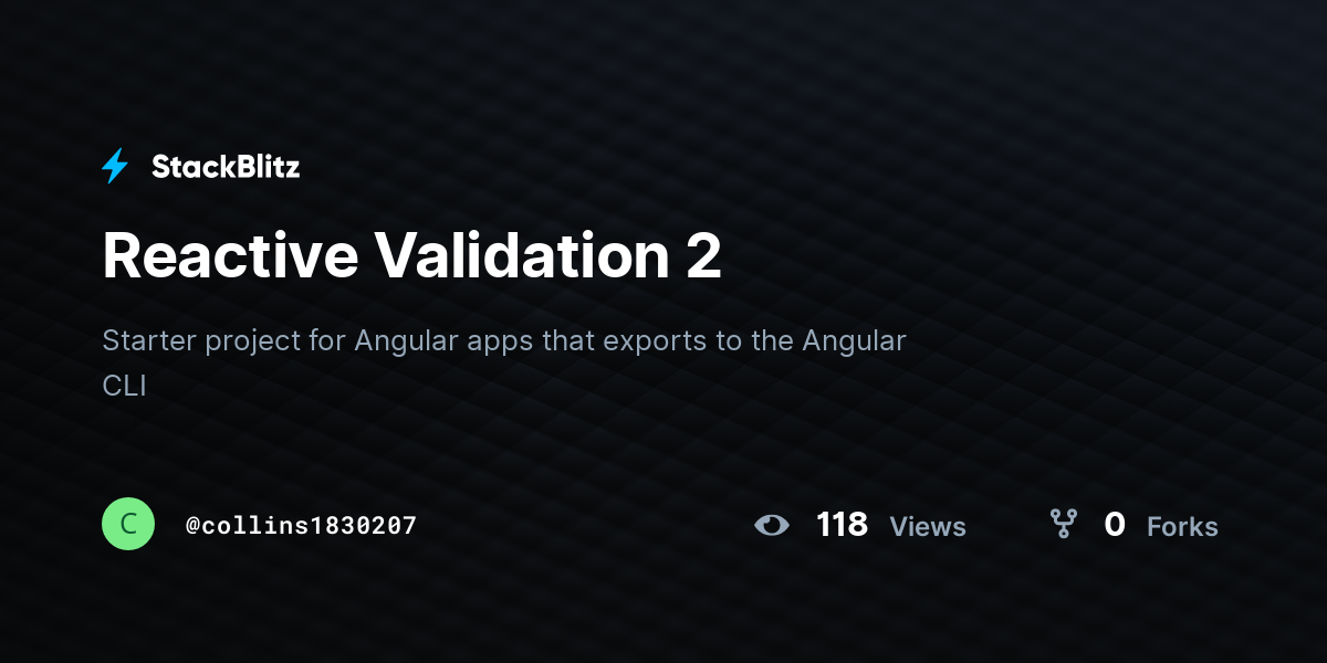 Reactive Validation 2 - StackBlitz