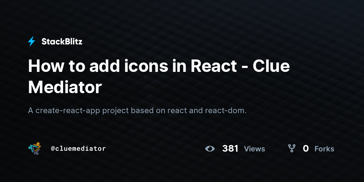 How to add icons in React - Clue Mediator - StackBlitz