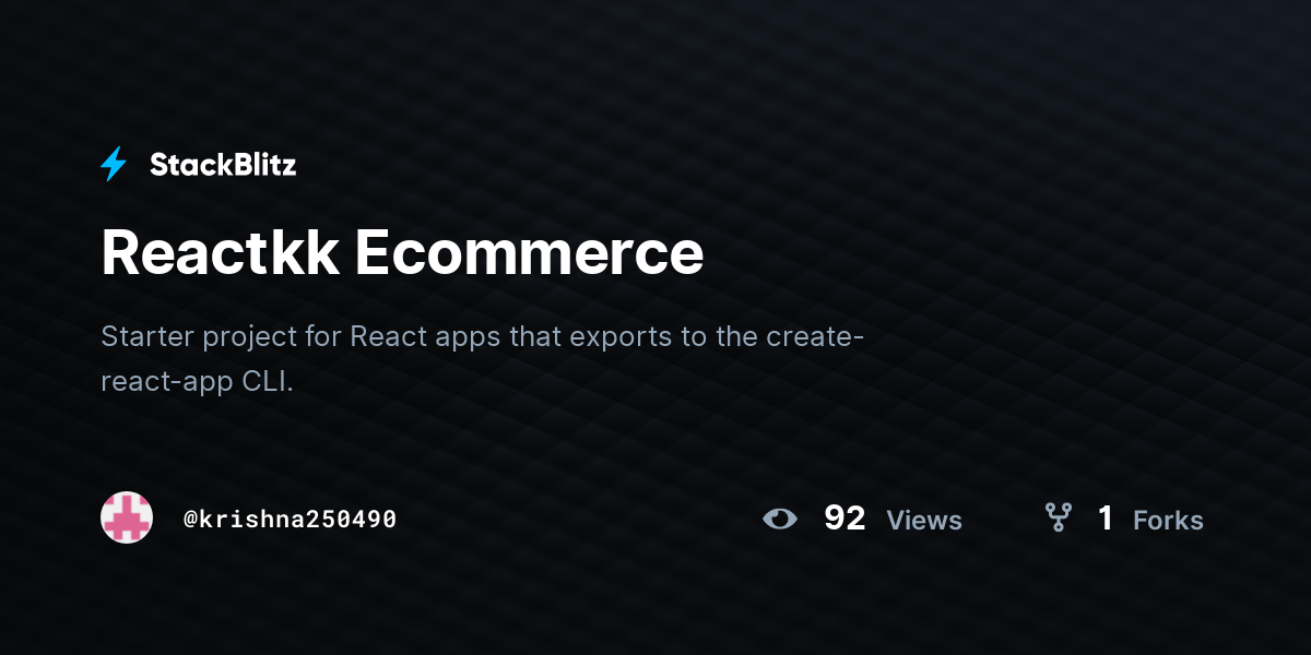 Reactkk Ecommerce - StackBlitz
