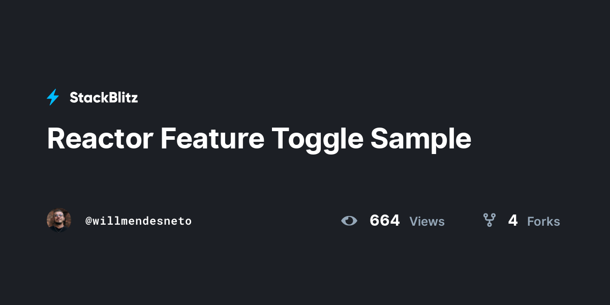 Reactor Feature Toggle Sample - StackBlitz