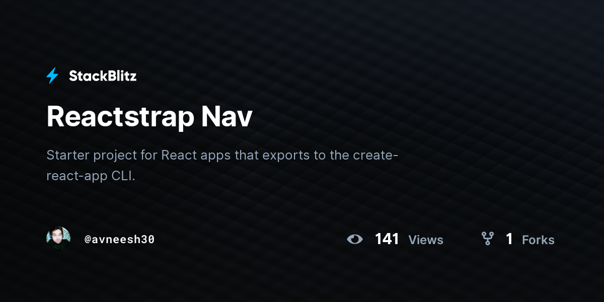 Reactstrap Nav - StackBlitz