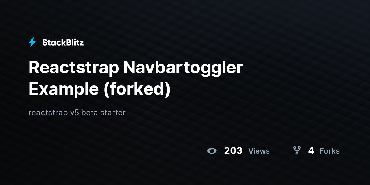 Reactstrap Navbartoggler Example (forked) - StackBlitz