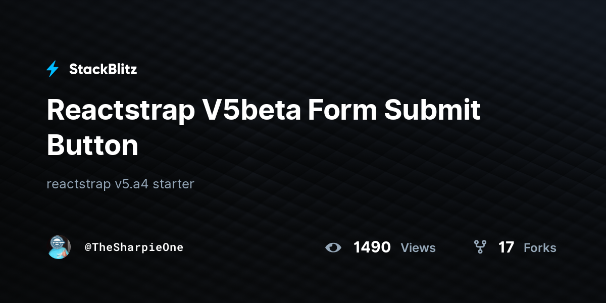 Reactstrap V5beta Form Submit Button - StackBlitz