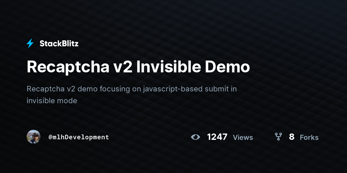 Recaptcha v2 Invisible Demo - StackBlitz