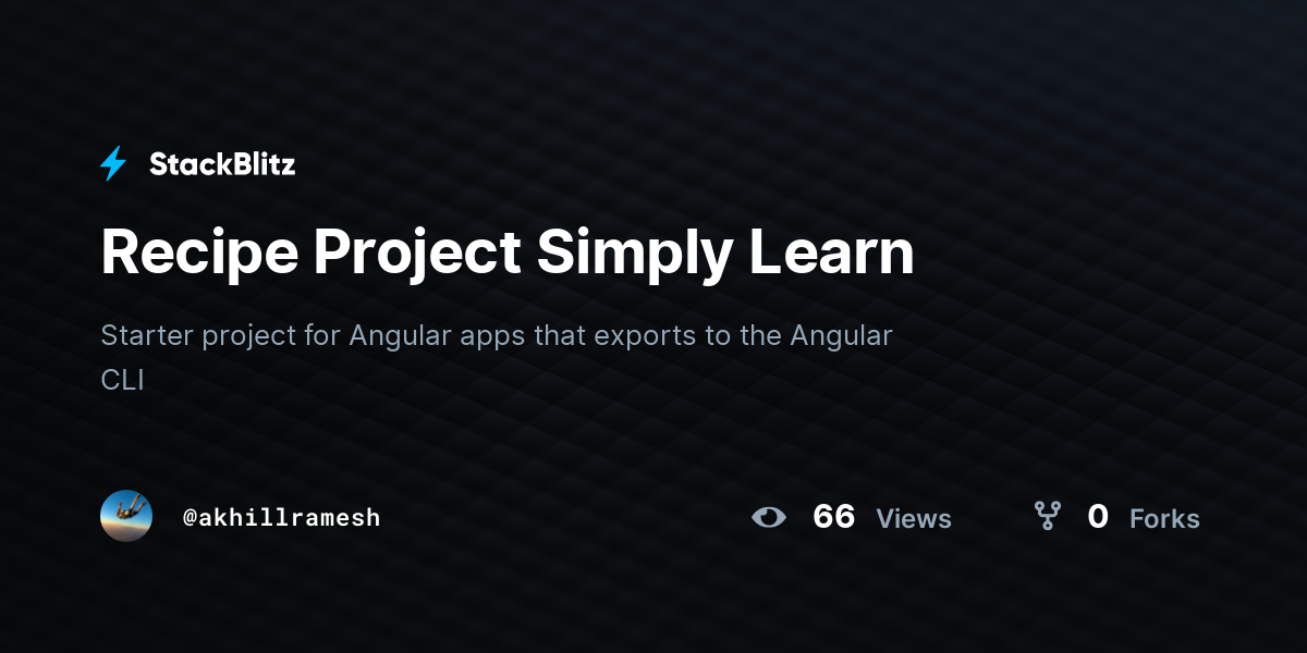 Recipe Project Simply Learn - StackBlitz