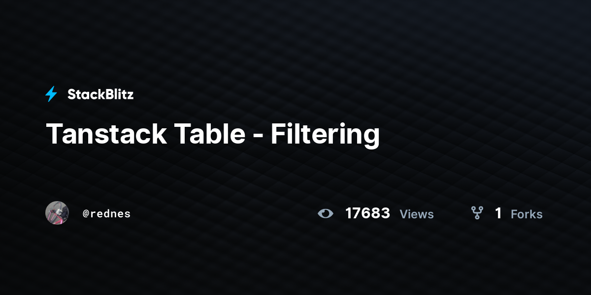 Tanstack Table - Filtering - StackBlitz