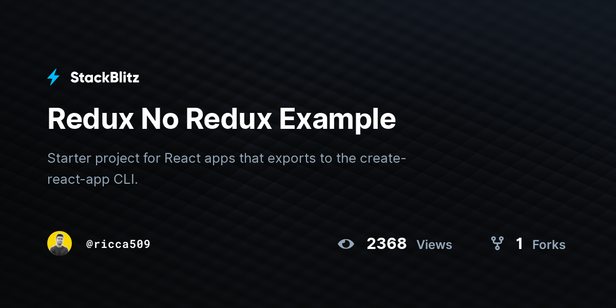 Redux No Redux Example - StackBlitz