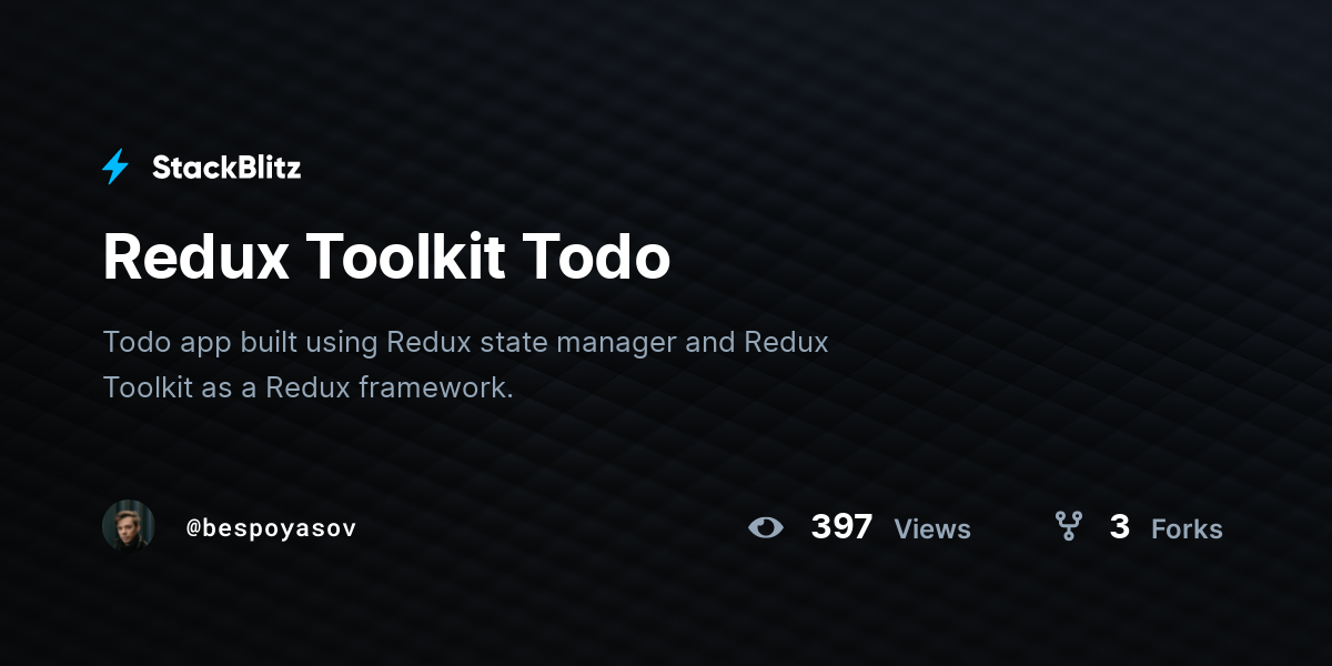 Redux Toolkit Todo - StackBlitz