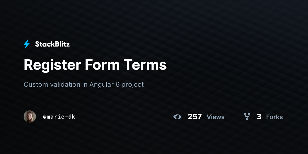 Register Form Terms - StackBlitz