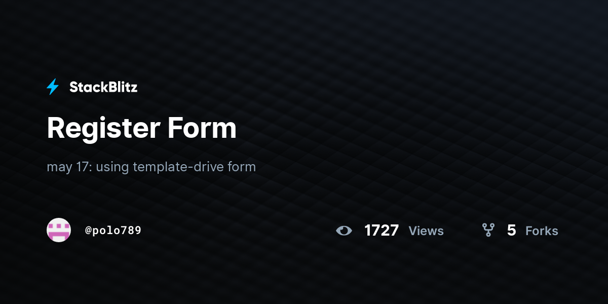 Register Form Stackblitz