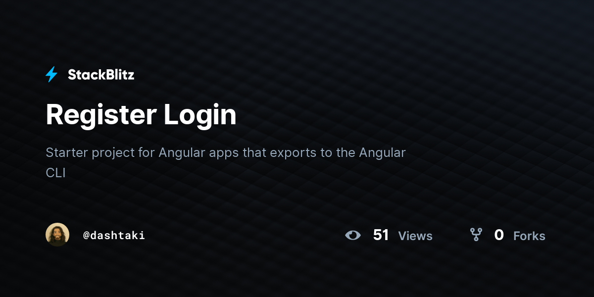 Register Login - StackBlitz