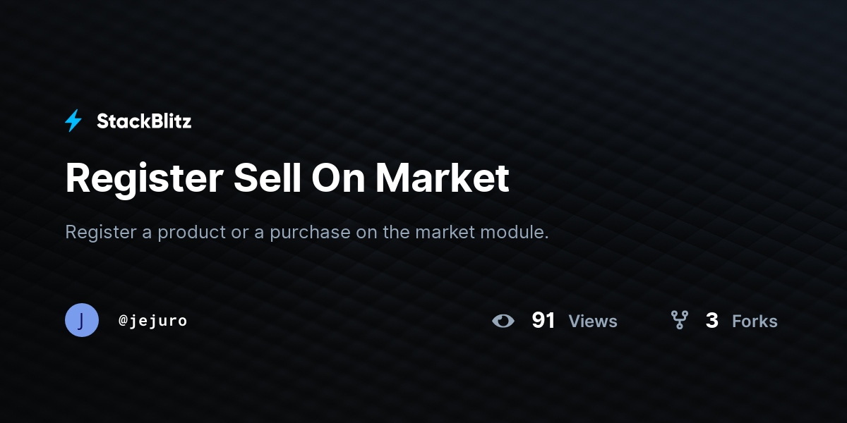 Register Sell On Market - StackBlitz