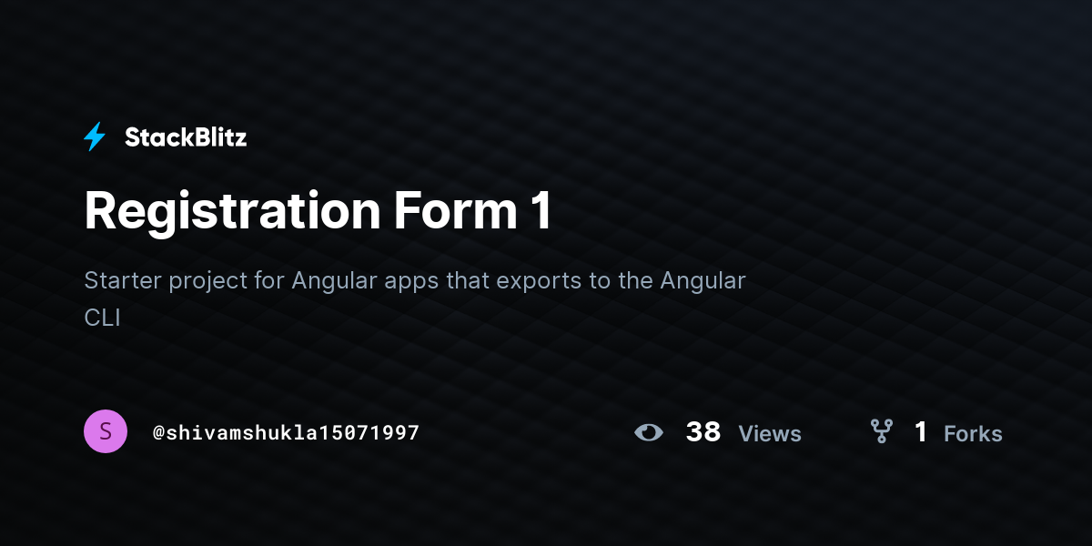 Registration Form 1 - StackBlitz