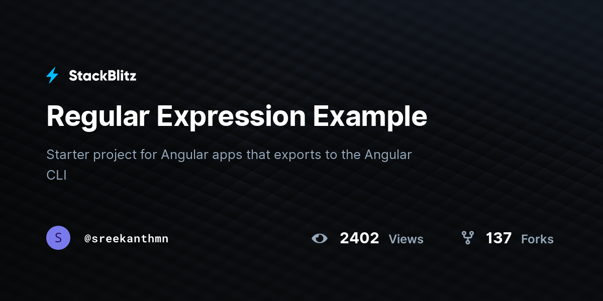 Regular Expression Example - StackBlitz