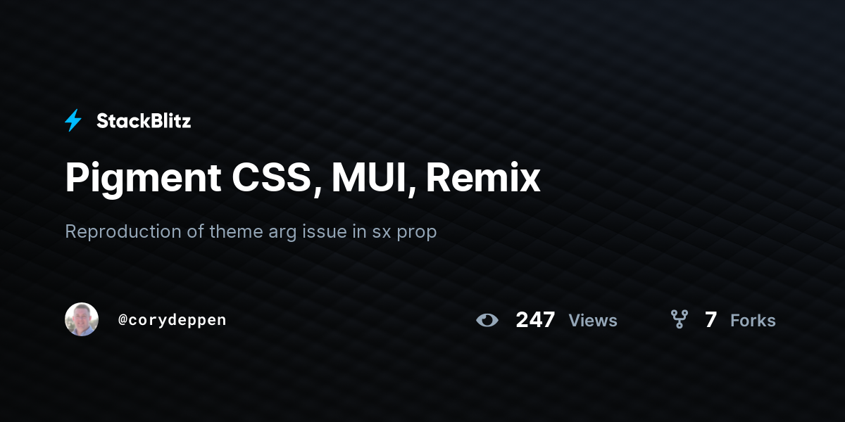 Pigment CSS, MUI, Remix - StackBlitz