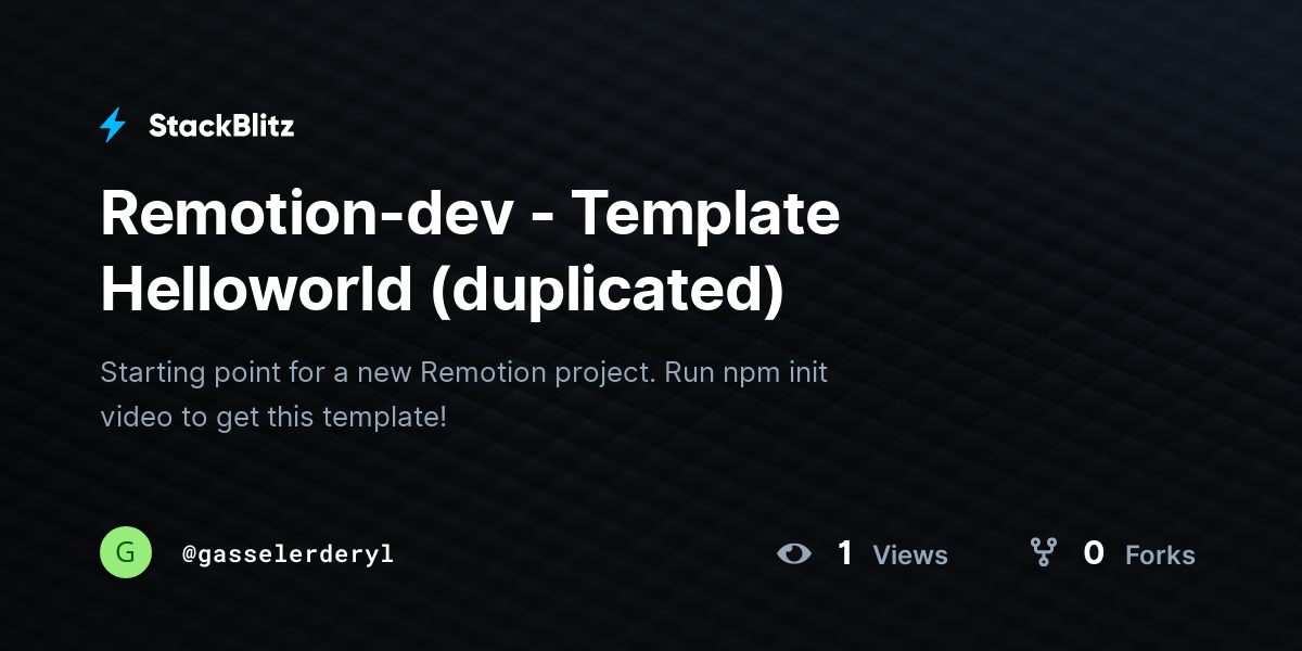 Remotion-dev - Template Helloworld (duplicated) - StackBlitz