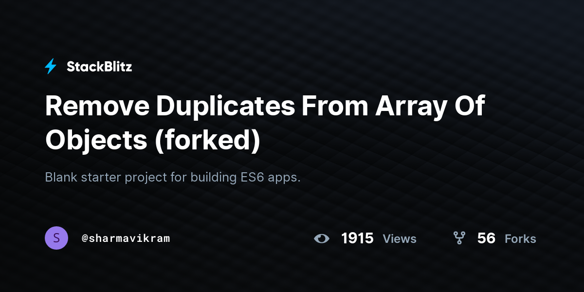 remove-duplicates-from-array-of-objects-forked-stackblitz