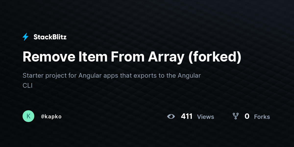 Remove Item From Array (forked) - StackBlitz