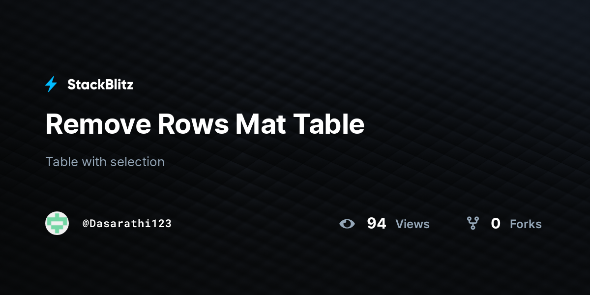 Remove Rows Mat Table - StackBlitz