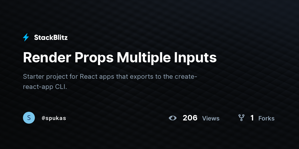Render Props Multiple Inputs - StackBlitz