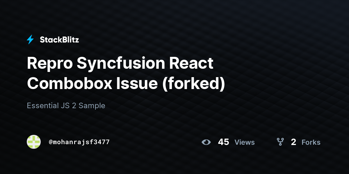 Repro Syncfusion React Combobox Issue (forked) - StackBlitz