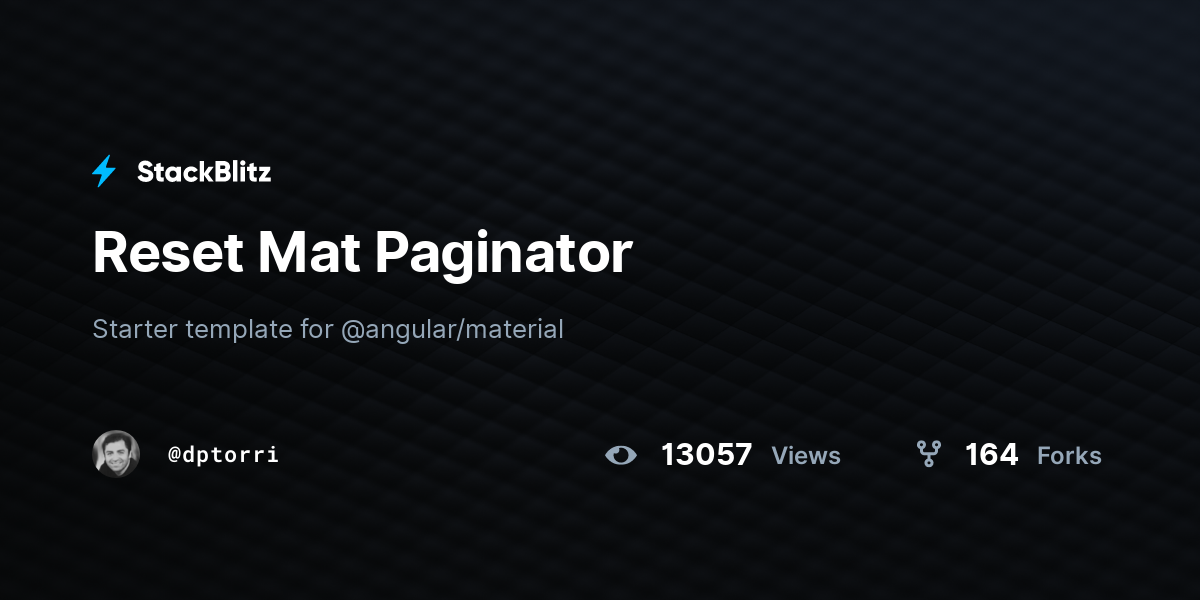 Reset Mat Paginator StackBlitz