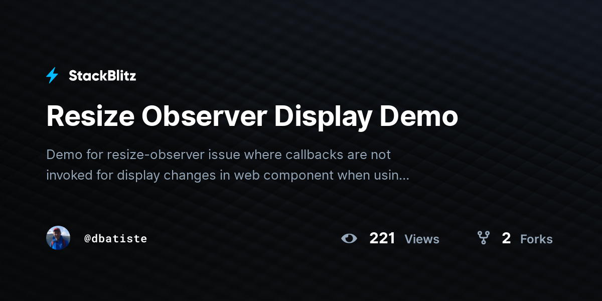 Resize Observer Display Demo - StackBlitz