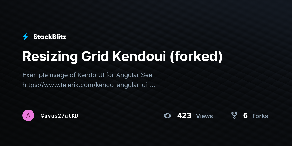 Resizing Grid Kendoui (forked) - StackBlitz