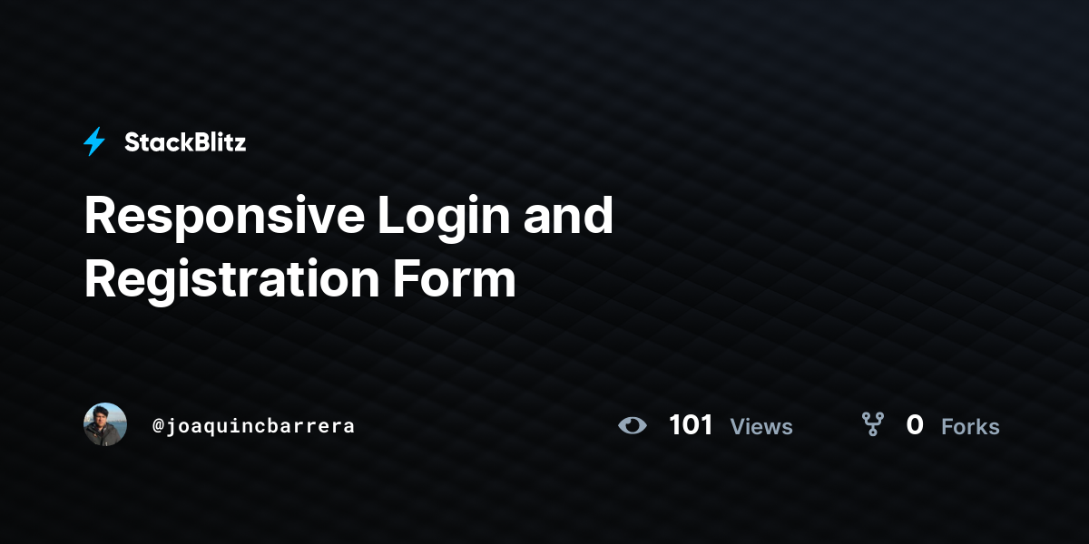 Responsive Login and Registration Form - StackBlitz