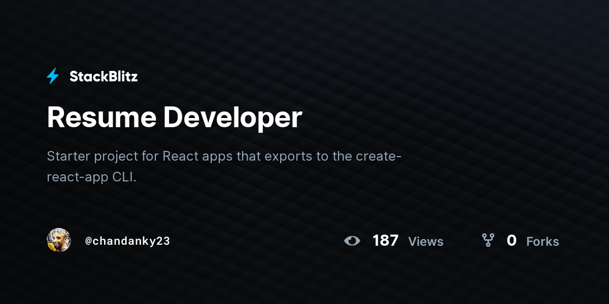 Resume Developer - StackBlitz